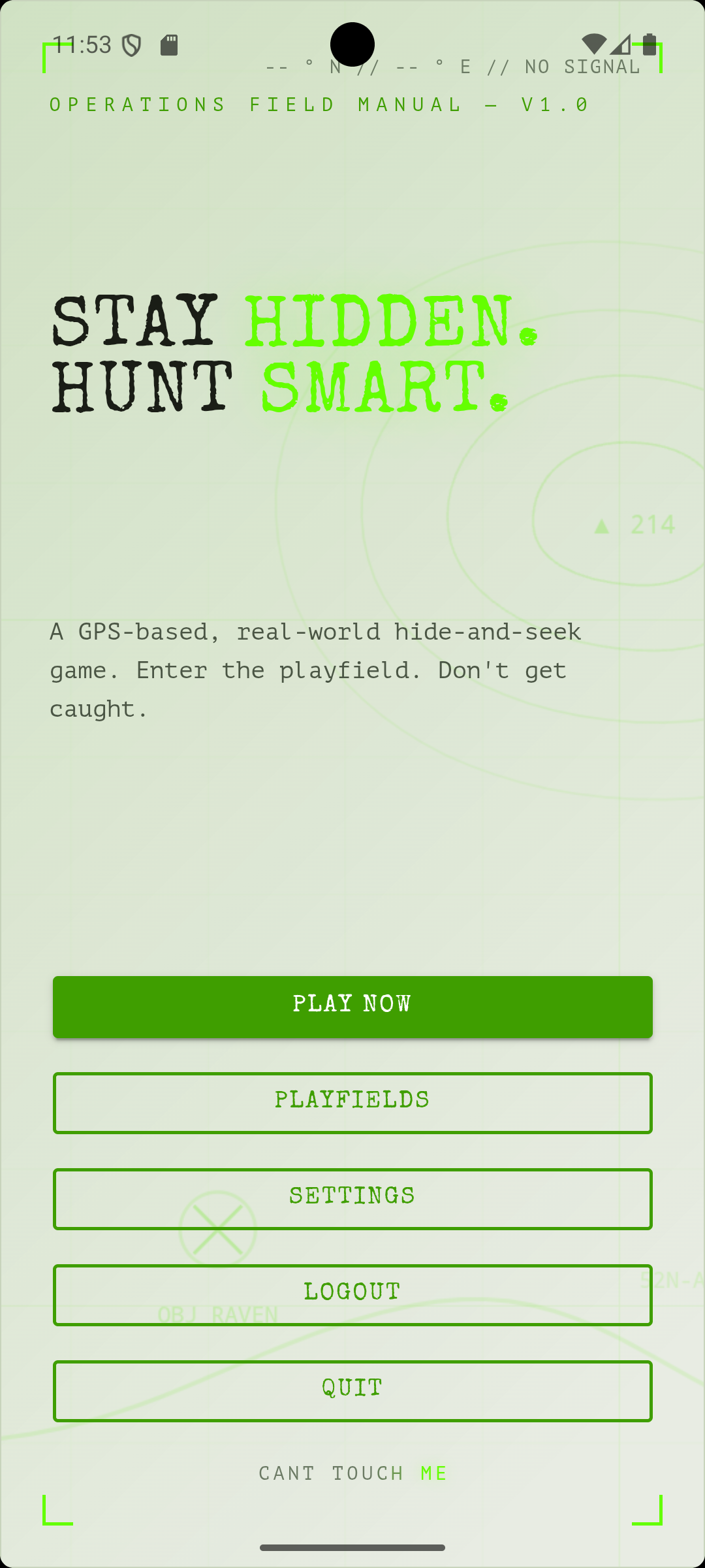The Prey main menu